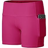 Willit Girls' 4" Volleyball Shorts with Pockets Youth Spandex Biker Dance Yoga Athletic Shorts Kids Running