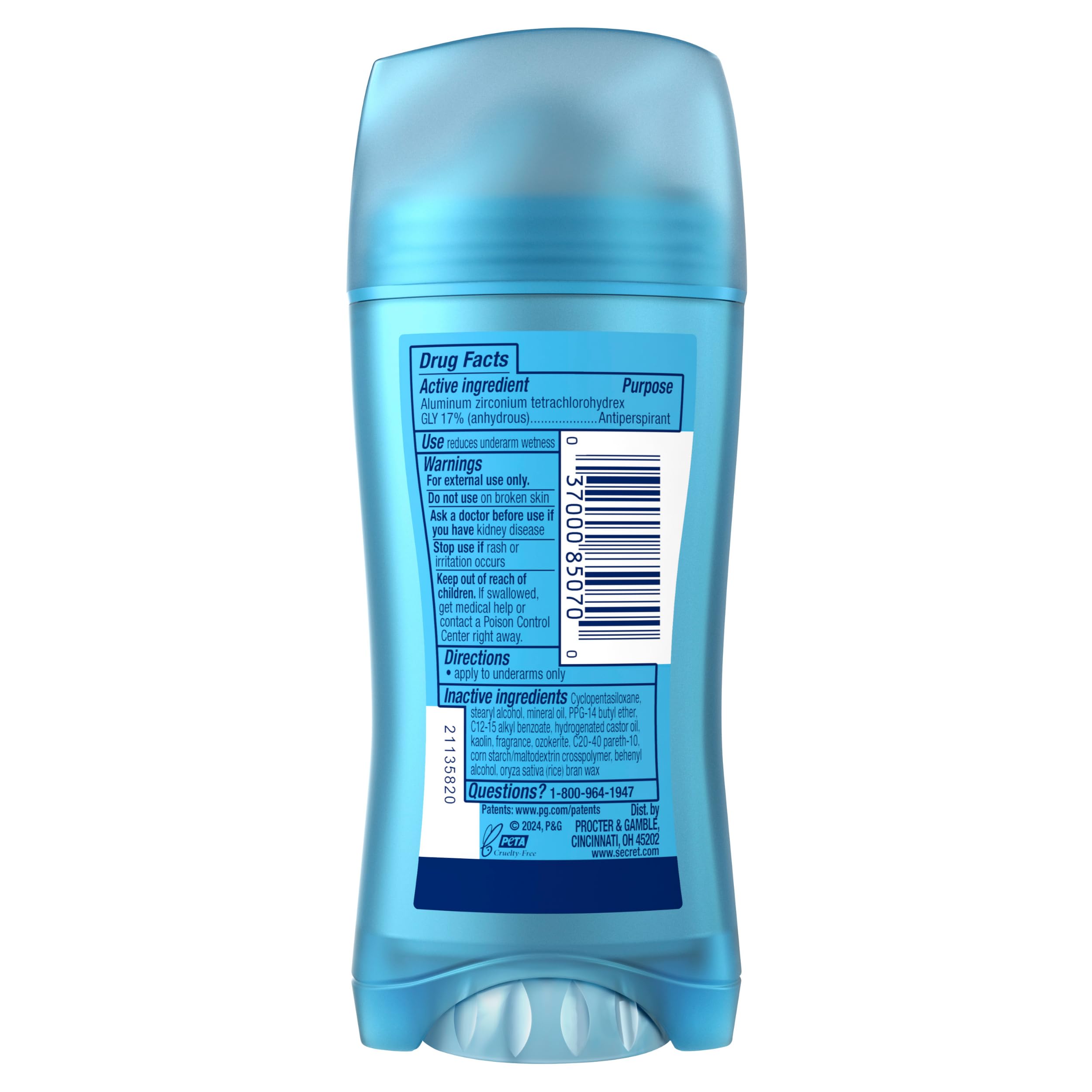 Secret Fresh Antiperspirant Deodorant for Women, 72hr Breathable Sweat & Odor Protection, Instant Freshness & Gentle, PH Balancing Minerals, Invisible Solid, Sweet Nectarine Scent, 2.6 oz