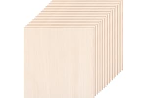 POJAH 18 Pack Basswood Sheets - 6x6 Inch x 1/16 Inch Thick Plywood Balsa Wood Squares for Crafts, Laser Cutting, Wood Burning and Drawing