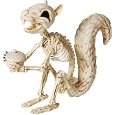 JOYIN Squirrel Skeleton Halloween Decoration 9.1 Inch Animal Posable Skeletons Movable Joints Plastic Bones with Pine Cones for Halloween Haunted House Decor Spooky Scene Garden Patio Party Prop