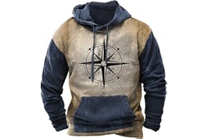 RAJONN Graphic Hoodies for Men Pullover Top Western Hooded Sweatshirts Aztec Hoodies Ethnic Print Raglan Sleeves Sweatshirt