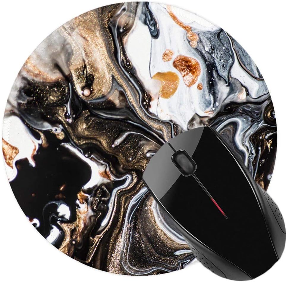 Nakapa Round Mouse Pad,Non-Slip Rubber Base Mousepad 7.9x7.9 inches Mouse Mat for Working Gaming Laptop and Computer (Marble Black) - Image 3