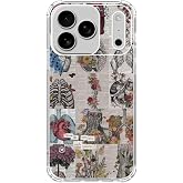 Enughselso Aesthetic Biology Newspaper Skull Skelton Phone Case Compatible with iPhone 17 Pro Max, Anatomy Collage Artsy Phone Cover for iPhone 17 Pro Max