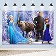 Frozen Birthday Backdrop for Girls Birthday Party Decoration, 6FT*3.6FT/180CM*110cm Birthdays Background Wall Decorations, Frozen Party Supplies for Girls