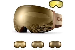 Odoland Photochromic Ski Goggles Interchangeable with 2 Lens, Large Spherical Frameless Snow Snowboard Goggles for Men Women