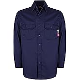 KONRECO FR Shirts for Men Fire Resistant Button Down Work Shirt 100% Cotton 6.5oz Lightweight Welding Shirts