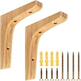 GDFYMI Wooden Shelf Brackets, Wood Support Triangle Shelf L Shape Brackets Include Mounting Screws, 5.7"&times;4.8"&times;0.79", 2pcs