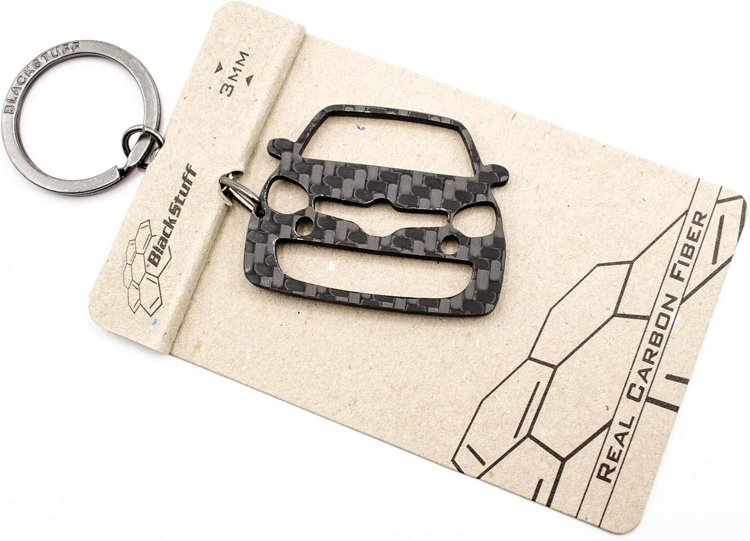 BlackStuff Carbon Fiber Keychain Keyring Ring Holder Compatible with Twingo III GT RS 2014-2019 BS-831 - Image 4