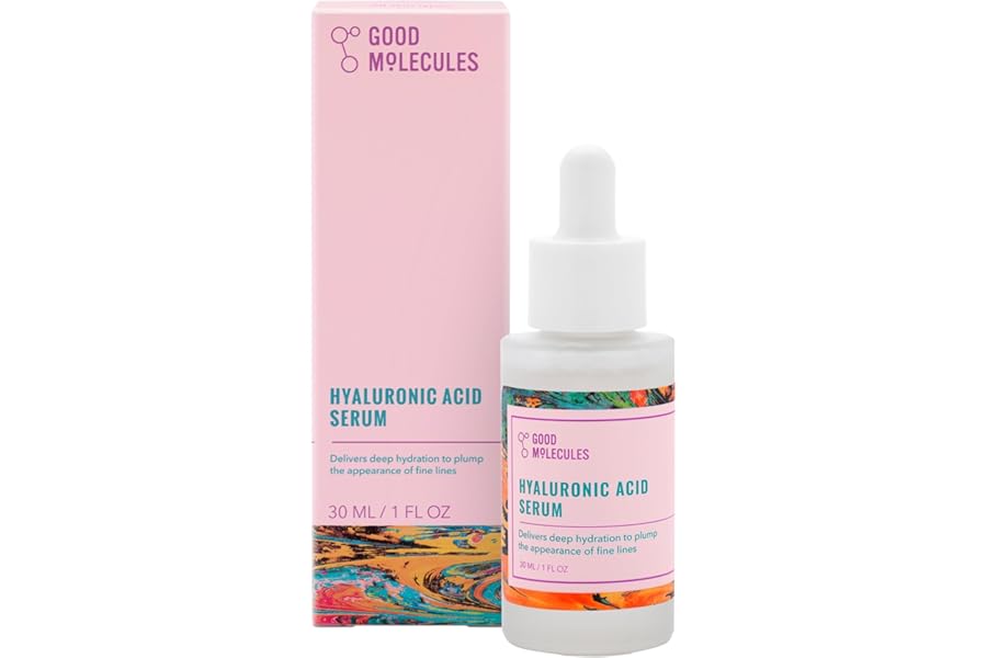 Good Molecules Hyaluronic Acid Serum – 1% Hyaluronic Acid Non-greasy Ultra Hydrating Serum, Facial Moisturizer for Plumper Skin, Skin Care for Face