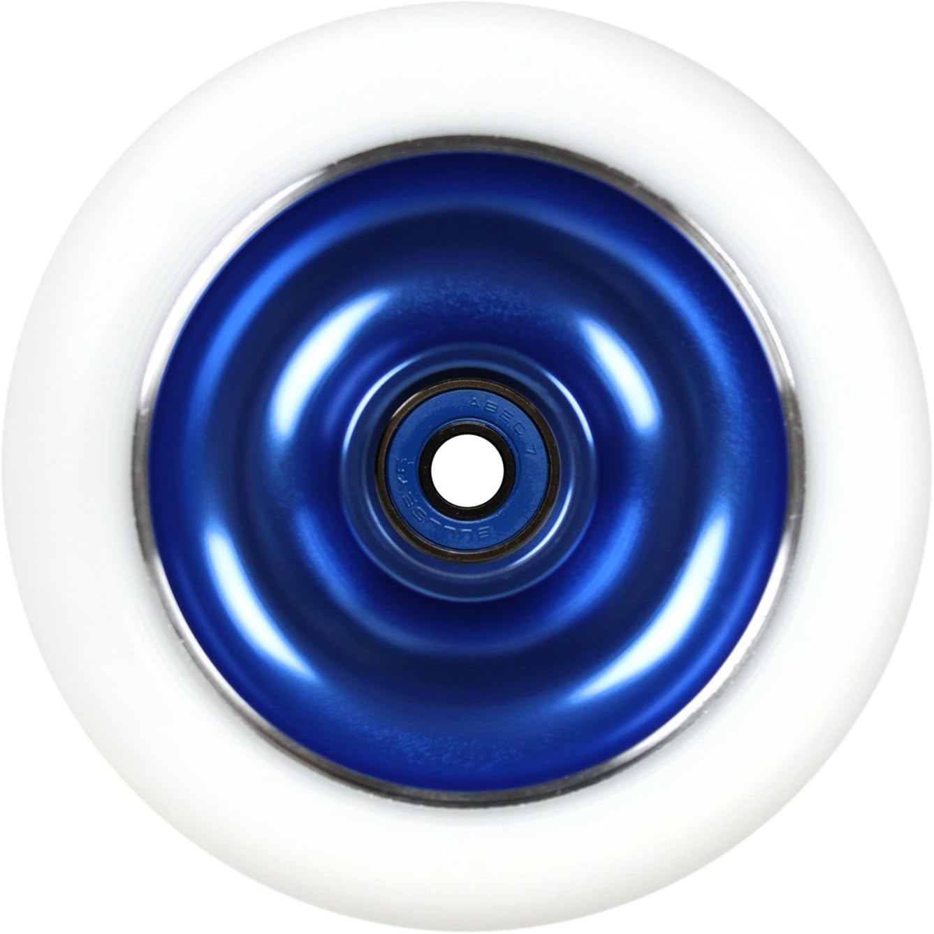 Kick Push Aluminum hub Scooter Wheel with Bearings, Blue/White, 100mm