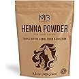 MB Herbals Pure Henna Powder 100 Gram| 3.5 oz | Orange-Red or Deep Orange Hair Color | Triple Sifted | Raw | Non-Radiated | 100% Natural | Economy Pack for 2 Applications of Shoulder Length Hair