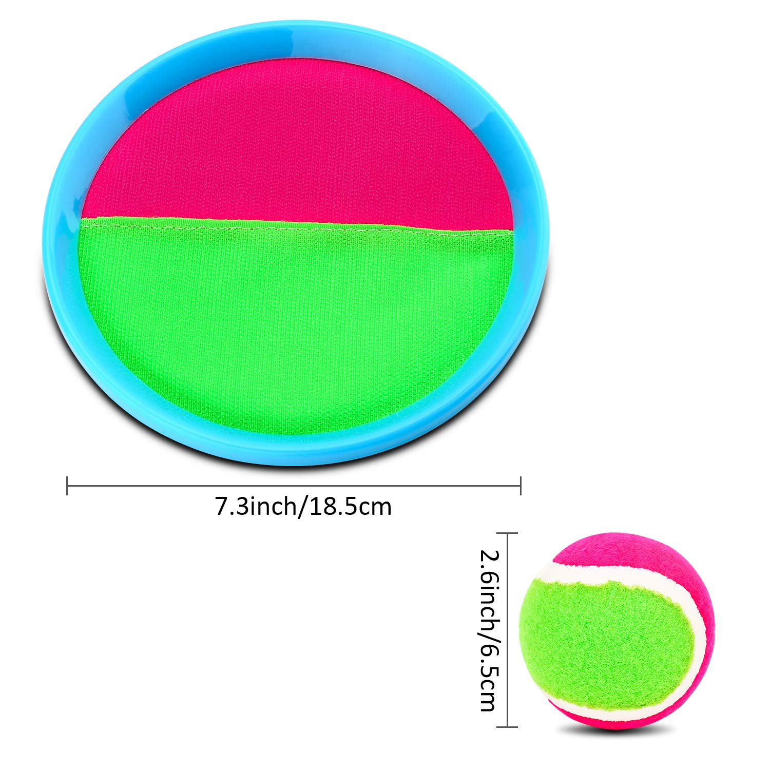 Ayeboovi Paddle Toss and Catch Ball Set - Self Stick Paddle Game with 4 Paddles, 4 Balls and 1 Storage Bag