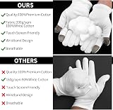 Sibba 3 Pairs Medium Touch Screen Moisturizing Gloves White Cotton view 8