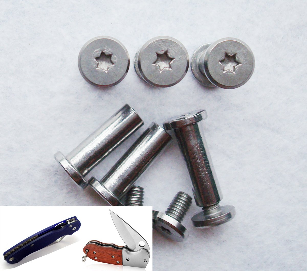 MYIW 10 sets/lot DIY Knife handle screw Flat-head plum blossom screw,Tactical survival knife screw stainless steel EDC knife shaft screws