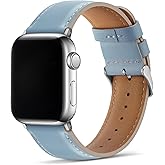 Tasikar Bands Compatible with Apple Watch Band 42mm (Series11/10) 41mm 40mm 38mm Men Genuine Leather Replacement Bands Compatible with Apple Watch SE Series 11 10 9 8 7 6 5 4 3, Blue