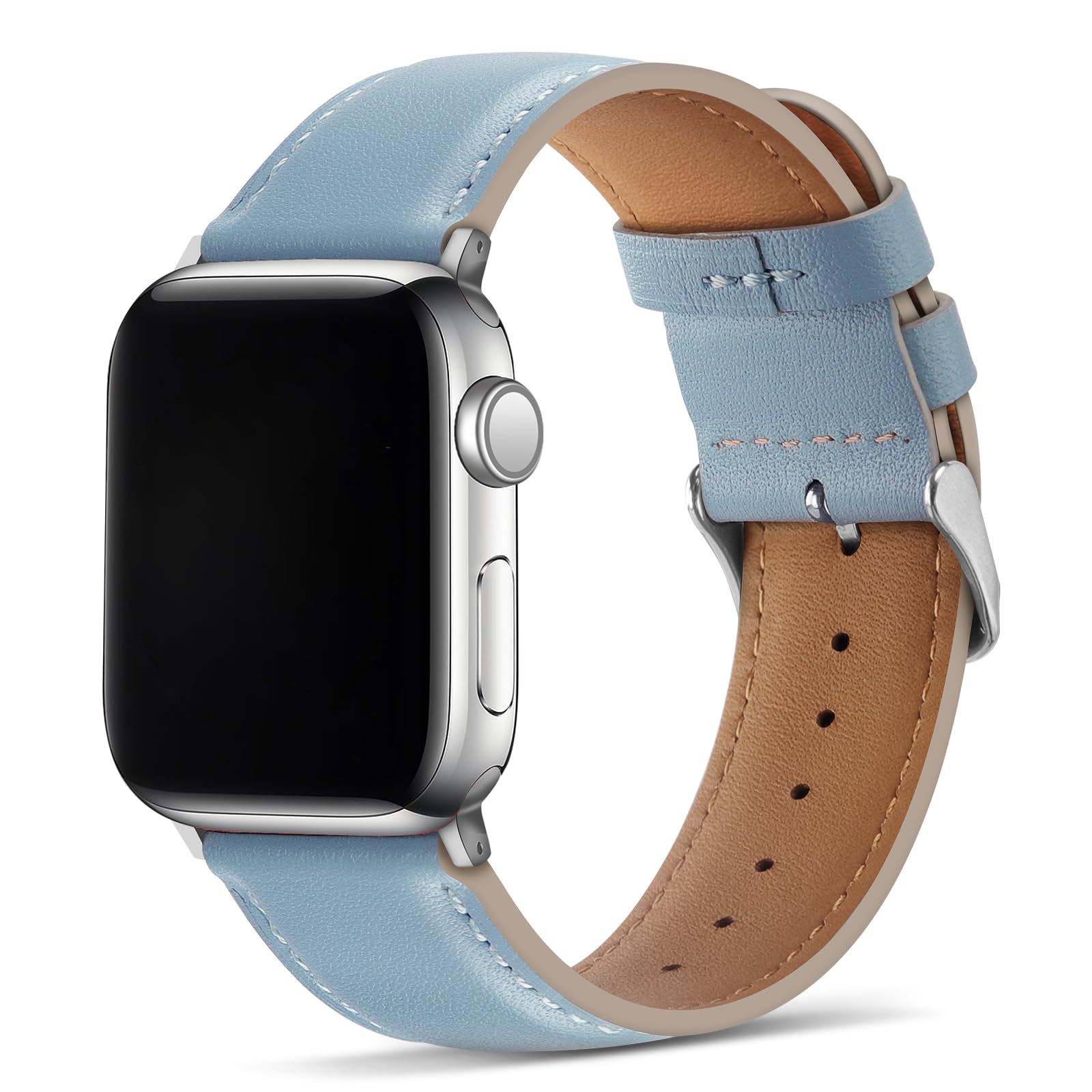 Tasikar Compatible with Apple Watch Strap 49mm 46mm 45mm 44mm 42mm Genuine Leather Replacement Bracelet Band Compatible with iWatch Ultra 3 2 1 SE Series 11 10 9 8 7 6 5 4 3, Blue