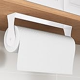 Paper Towel Holder Under Cabinet, White Kitchen Accessories Decor, Wall Mount, White Paper Towel Holder for Bathroom, Stainless Steel, Adhesive or Screws