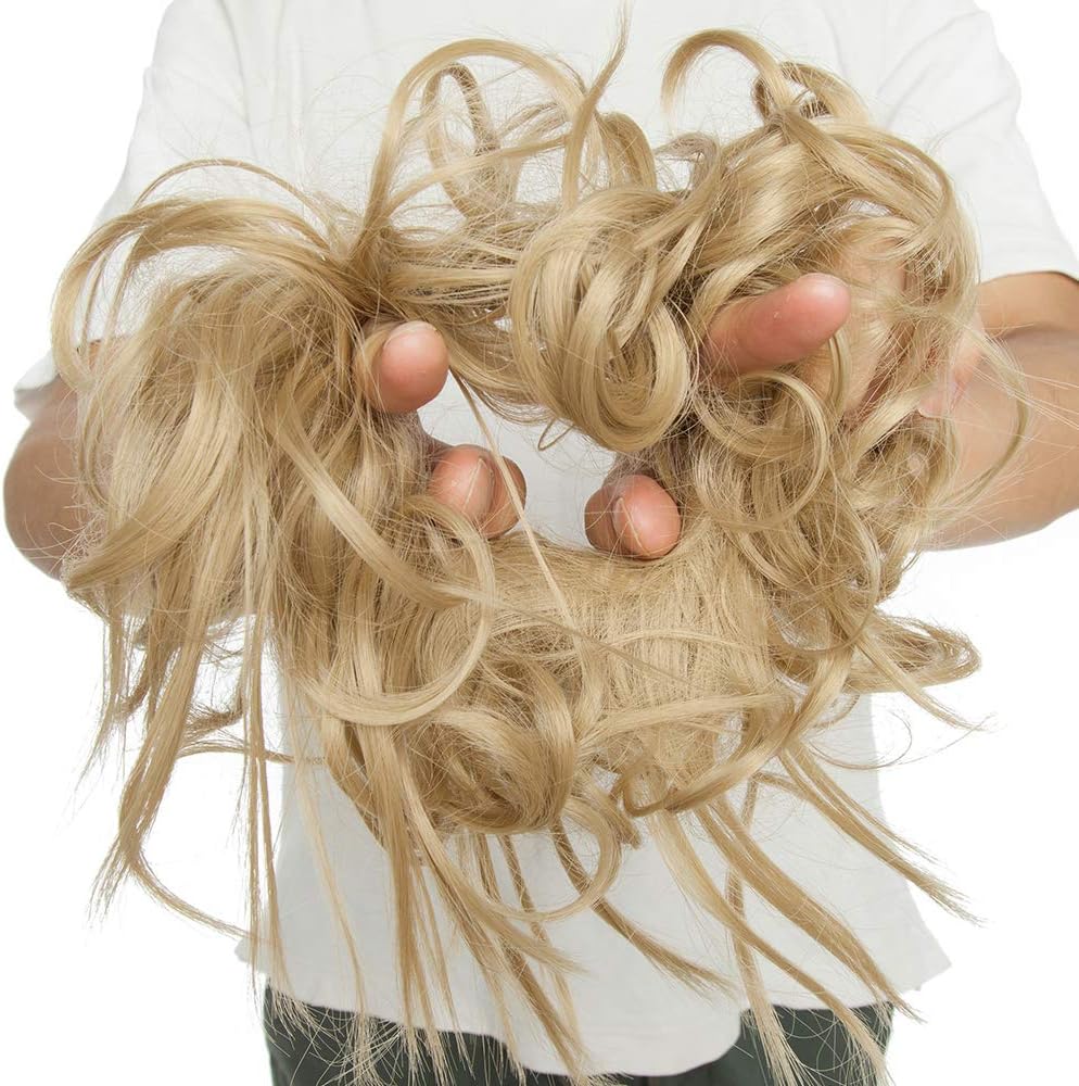 New Tousled Synthetic Hairpiece Scrunchies Elastic Updo Scrunchy Bun Instant Ponytail Messy Wig Hair Donut - Ash Blonde - Image 5