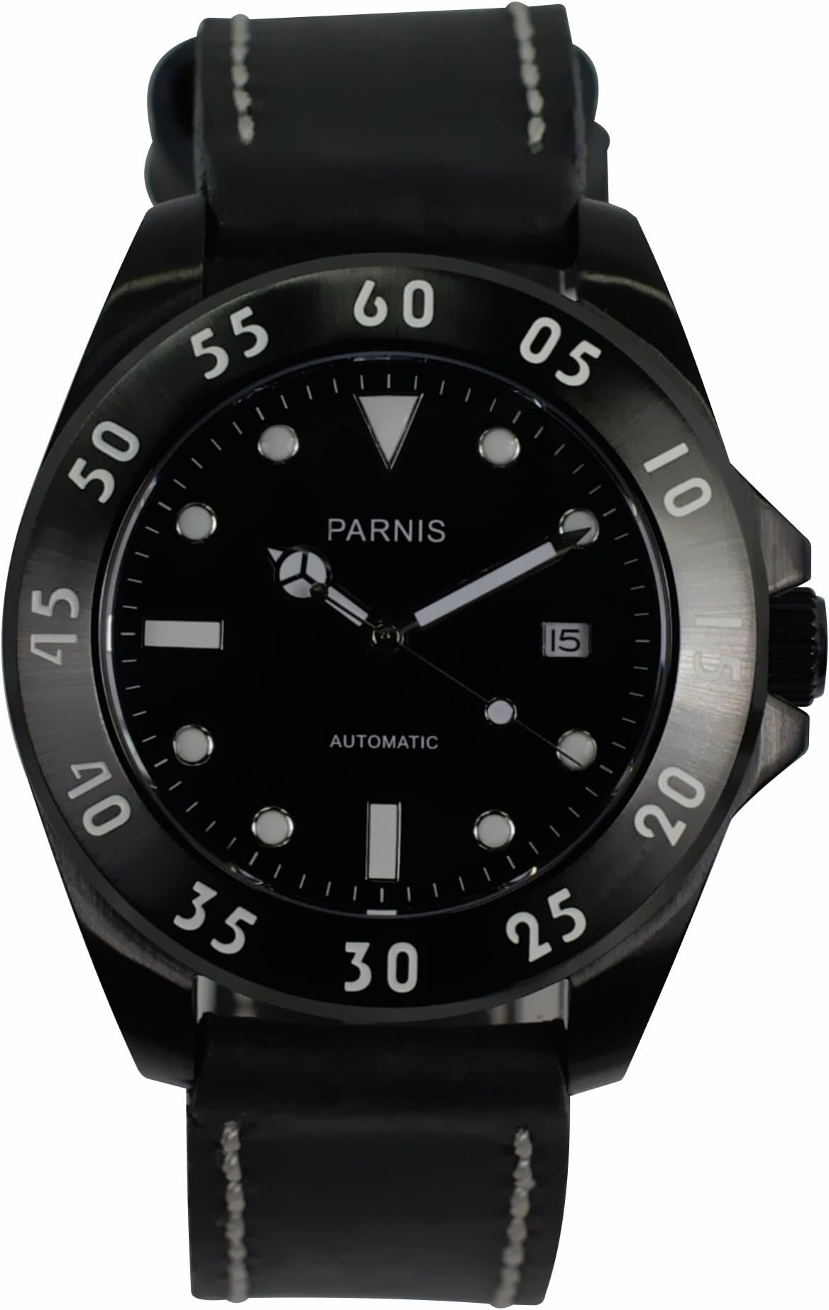 Liv Morris Parnis Miyota 3205 0732066353874 – Watch for Men, Leather Strap Black