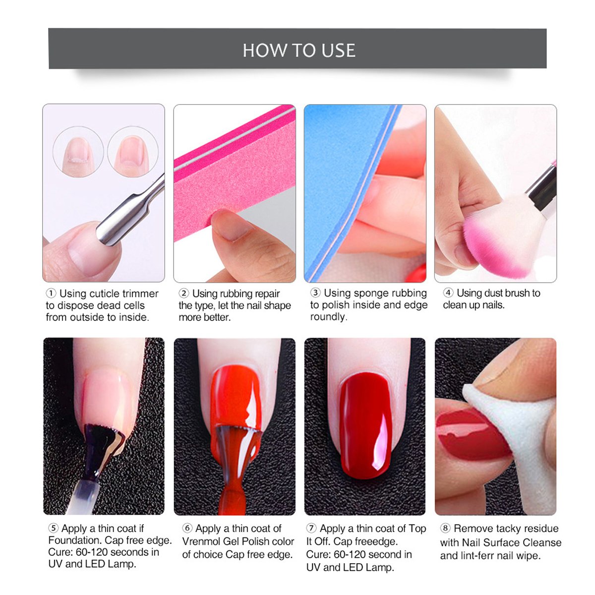 Soak off Gel Nail Polish Sets, Saviland 6 Pcs Nail Varnish Set DIY Nail Art Starter Kit 8ml(Grey Purple Brown)