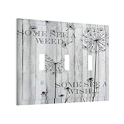 Rustic Gray Wood Barn Dandelion 3 Gang Light Switch