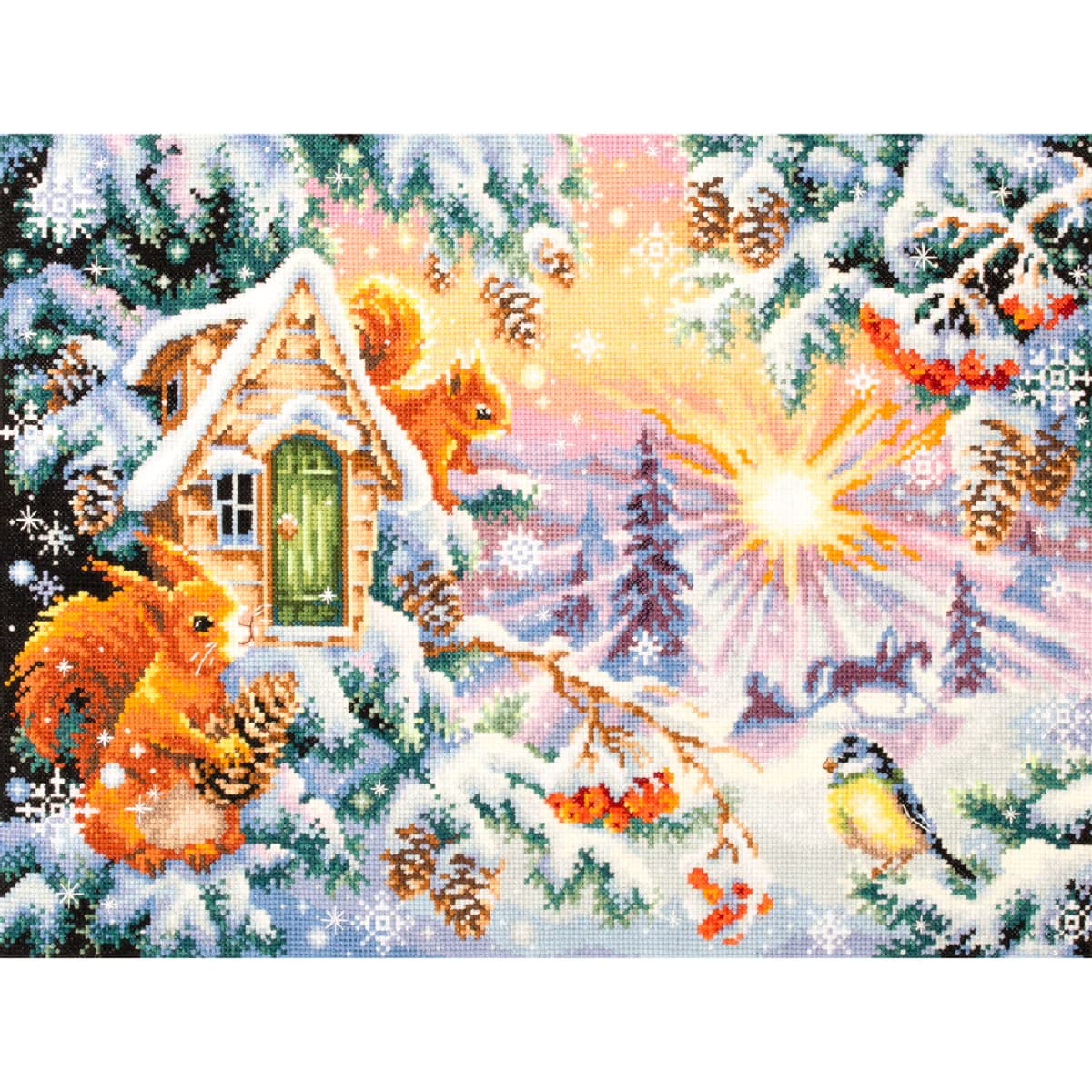 Magic needle 110-700 ZW Winter Morning Counted Cross Stitch Kit with Zweigart Edition Cotton Multi-Coloured 40 x 30 cm