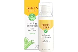 Burt's Bees Calming Day Face Lotion With Aloe and Rice Milk, Soothing Face Lotion for Sensitive Skin, 98.9 Percent Natural Origin Skin Care, 1.8 oz. Bottle
