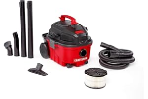 CRAFTSMAN CMXEVBE17040 4 Gallon 5.0 Peak HP Wet Dry Vac, Portable Shop Vacuum Wet and Dry with Filter, Hose and Attachments for Home and Automotive Cleaning