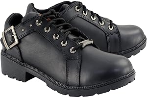 Milwaukee Leather MBL9311 Women's Black Leather Lace-Up Motorcycle Riding Shoes with Anti-Slip Outsole - 7
