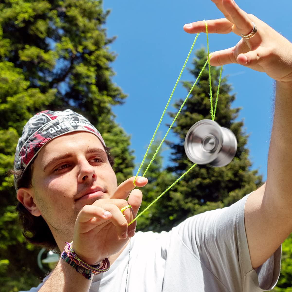 WATIEOBOO Ti Yo-Yo Professional Aviation-Grade Titanium Alloy Metal Yoyo Unresponsive Titanium Metal Yoyo for Adults Intermediate-Advanced Players with High-Precision Bearings-ModelWT-01