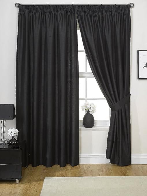 Viceroybedding Pair Of Black 90 Width X 54 Drop Luxury Faux