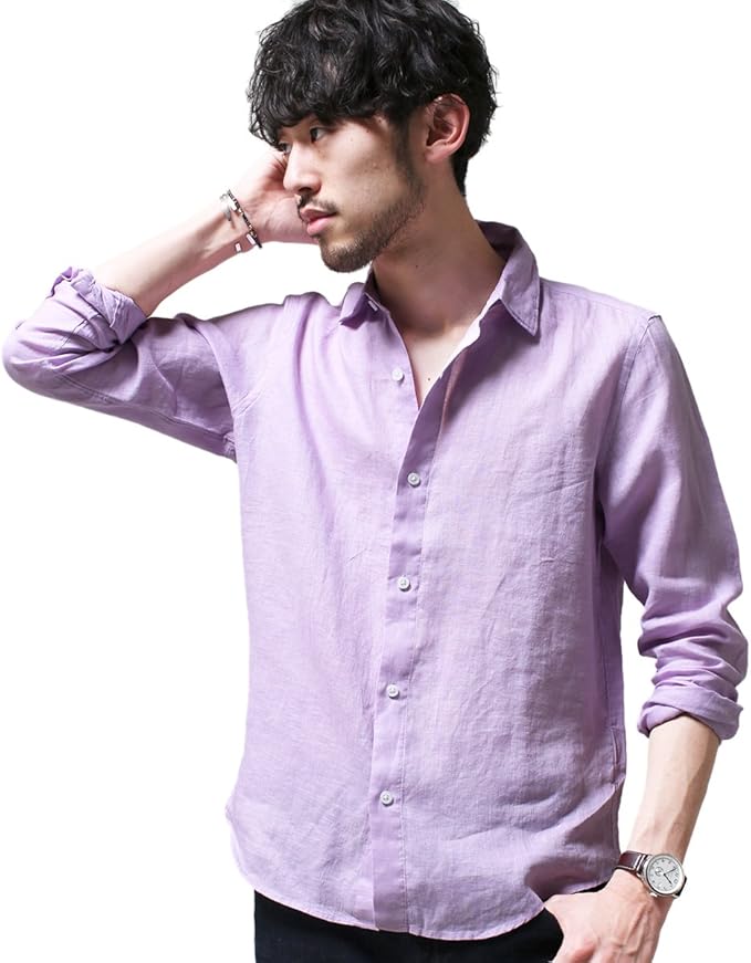 ナノ ユニバース Nano Universe フレンチリネンシャツ L S Xl ラベンダー シャツ 通販 Amazon