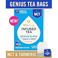 VitaCup Genius Blend Infused Tea 14 ct | Keto | Paleo | Whole 30 | Chai Black Tea with MCT, Cinnamon, Turmeric & Vitamins Helps Boost Focus, Metabolism & Energy