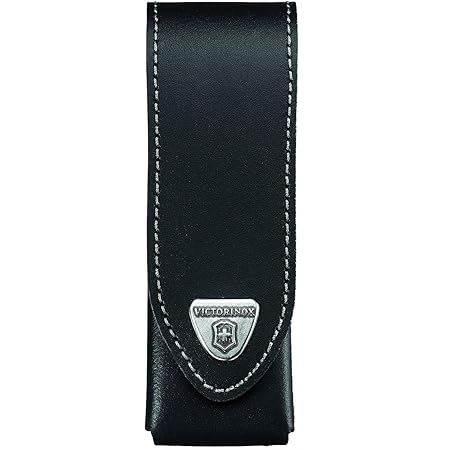Victorinox Leder-Etui für Taschenmesser (Gürtelschlaufe, Klettverschluss, Schwarz, 3cm x 12.2cm) schwarz