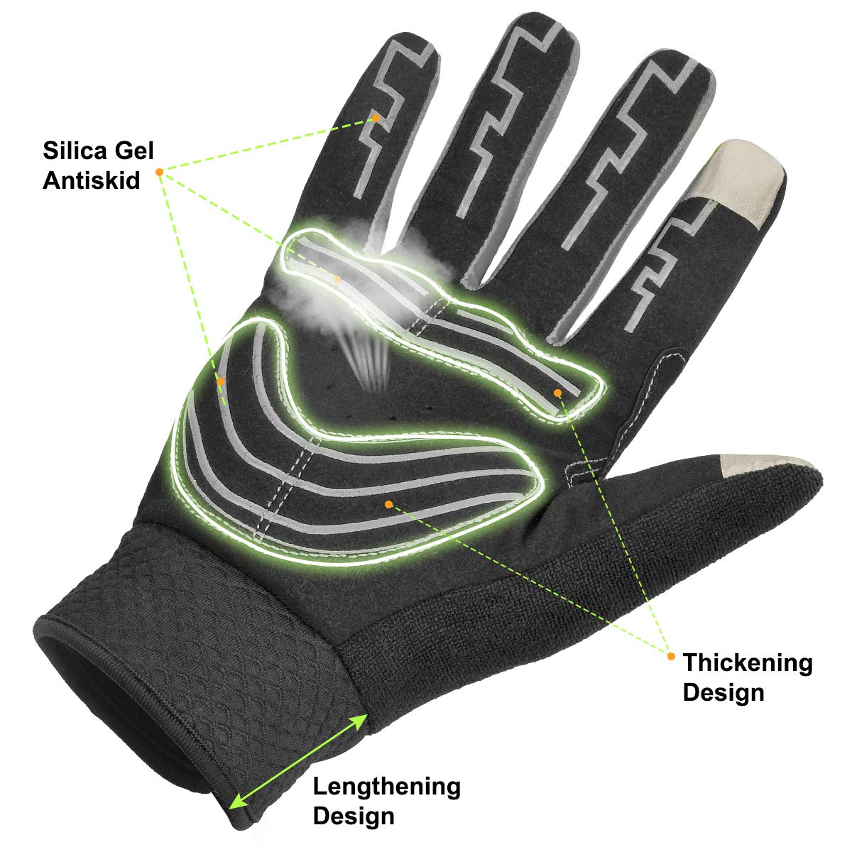 Cycling Gloves, Waterproof Touchscreen in Winter Outdoor Gel Padded Breathable Bike Gloves, Adjustable Size Full Finger Warm Gloves Men Women