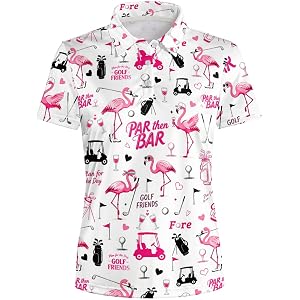 FFCrying 80s 90s Funny Golf Shirts for Women Quick Dry Golf Outfits Athletic Golf Top Printed Golf Tennis Shirts