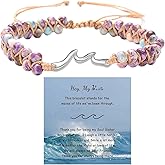 BTZY Friendship Bracelets For Women, To Best Bestie Wave Of Life Natural Emperor Stone Double Layer Purple Beaded Woven Wrap Adjustable Charm Gift Jewelry (To Best Bestie(Light-Silver))