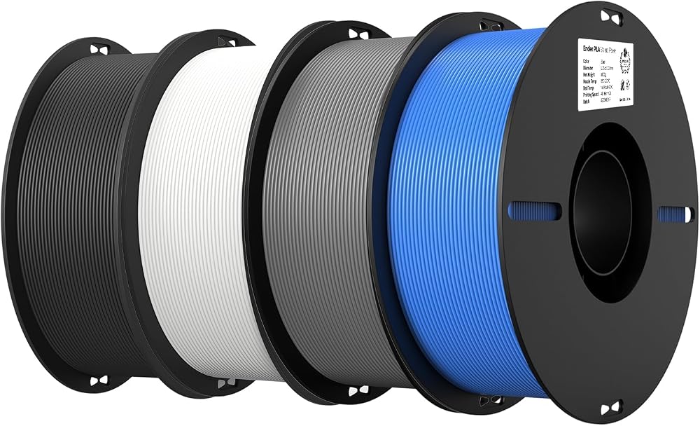 Creality Ender PLA 1.75mm 4 Pack 1KG Filament Black White Grey Blue