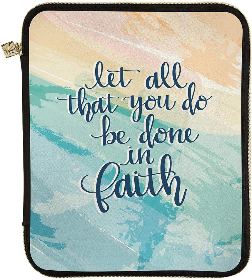 Erin Condren Planner Folio - Faith Quote - Large (10.5" x 13") - Organize on The Go with Storage for Books, Planners, Notebooks. Use as Laptop Case with Pen Holder, Gold Zipper