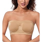 HACI Women's Non Padded Strapless Bra Underwire Bandeau Seamless Multiway Supportive Tube Top