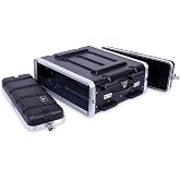 Crossrock Stackable 3U Rack Case, Standard 19.25&rdquo; Depth, Polyethylene Hard-shell Construction with Heavy Duty Hardware-Black(CRA9603U)