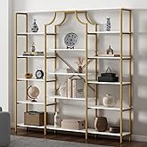 Loomie Triple Wide Bookshelf, 70.87" W/H Large Tall Etagere Bookcase, Modern 13-Open Shelves Geometric Bookshelf, Display Sto