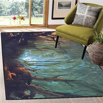 Mystic, tapetes de baño para Suelos, Whimsical Forest Reflection in