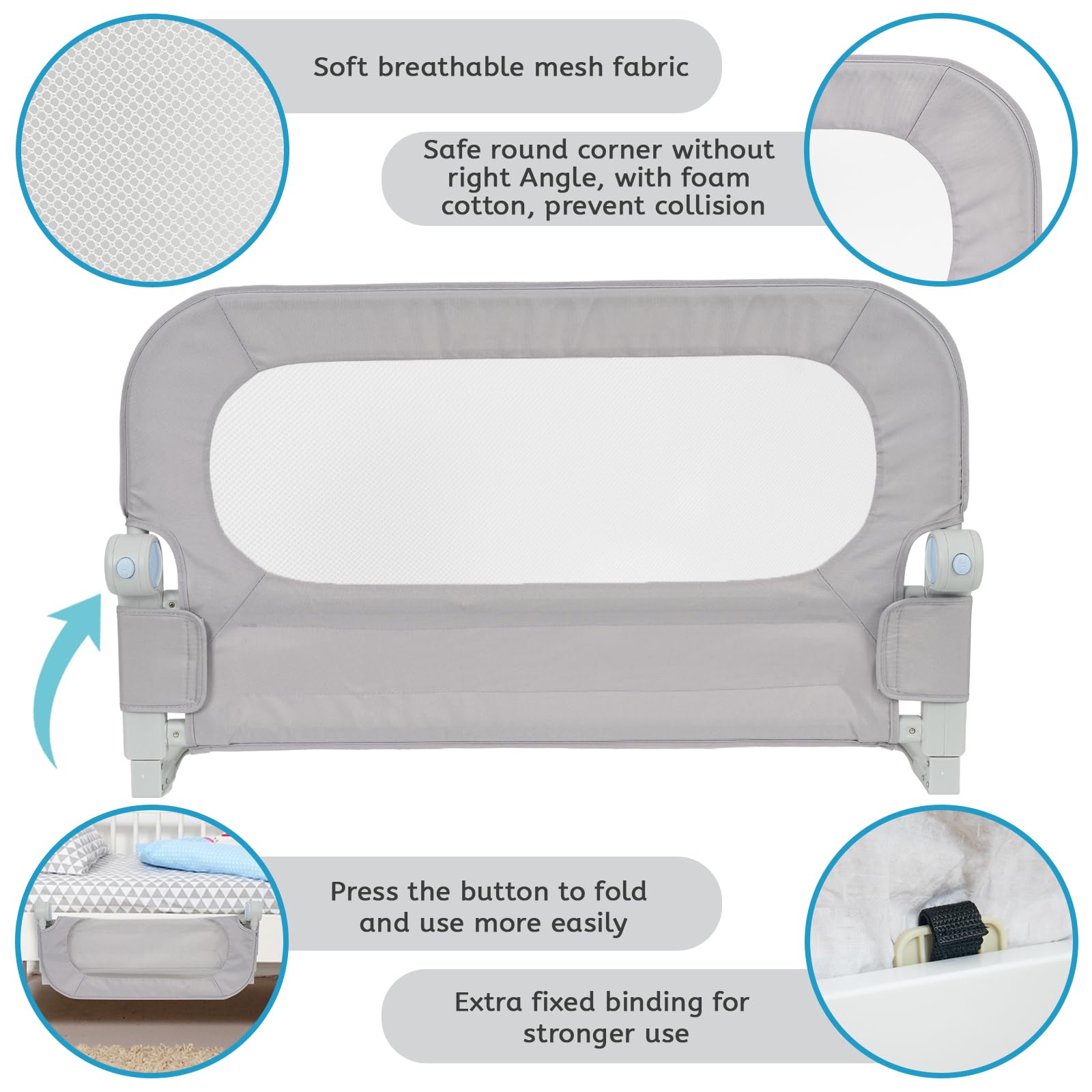 Y- STOP Toddler Bed Rails for Crib Baby Bed Rail Guard for Queen. King Bed, Adjustable Bed Rail Guard with Reinforced Anchor Fit for Slats& Boxspring, Sturdy Crib Bed Rail Guard for Toddlers,Kids