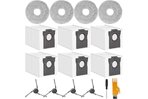 FREXUSUENT Accessories for Dreame X50 Ultra,L40 Ultra, X40 Ultra, and for MOVA P10, P50 Pro Ultra Robot Vacuum Cleaner, 6 Dust Bags, 4 Mop Pads, 4 Side Brushes, L40 Ultra Replacement Kit
