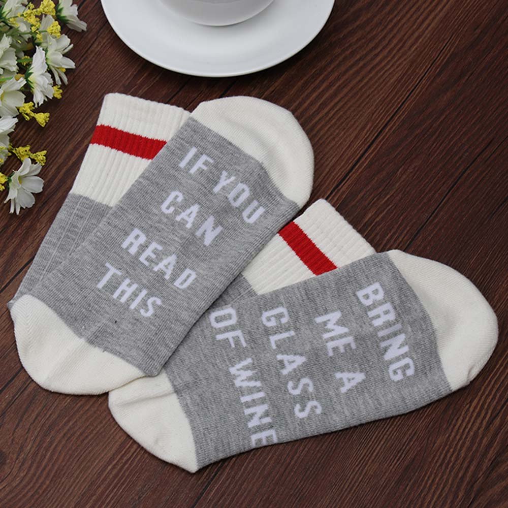 ASDOMO Unisex Knit Socks If You Can Read This Bring Me Wine Socks - The Tube Socks English Men\'s And Women\'s Cotton