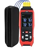 Thermocouple Thermometer Data Logger 4 Channels Digital K Type Thermometer with 5000 Groups Programmable Temperature Recording -328~2501℉ Measuring Range, Audible &amp; Visible Alarm ADJ Compensation