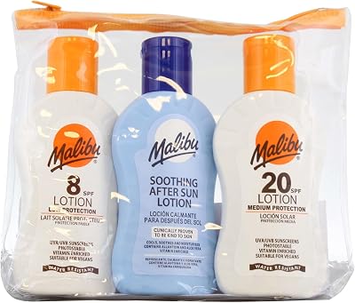 Malibu Travel Essentials SPF 8 & 20 Sun Cream + After Sun 3x100ml