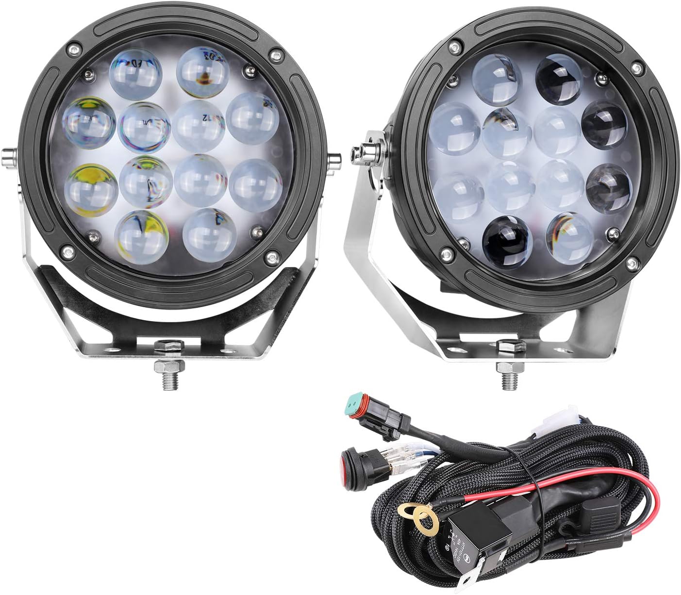 LED Pods, DJI 4X4 7 Inch Round LED Off Road Lights 120W