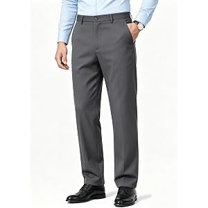 Men's Dress Pants Business Casual Slacks Straight Leg Comfort Trousers for Office Work